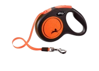 Поводок-рулетка для собак flexi Neon M 5 м лента, оранжевый