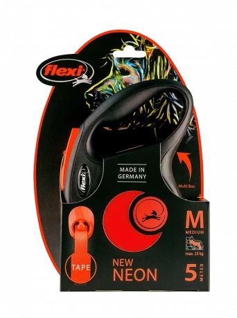 Поводок-рулетка для собак flexi Neon M 5 м лента, оранжевый