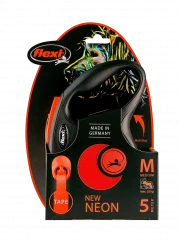 Поводок-рулетка для собак flexi Neon M 5 м лента, оранжевый