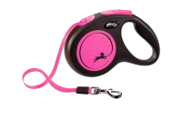 Поводок-рулетка для собак flexi Neon M 5 м лента, розовый