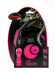 Поводок-рулетка для собак flexi Neon M 5 м лента, розовый
