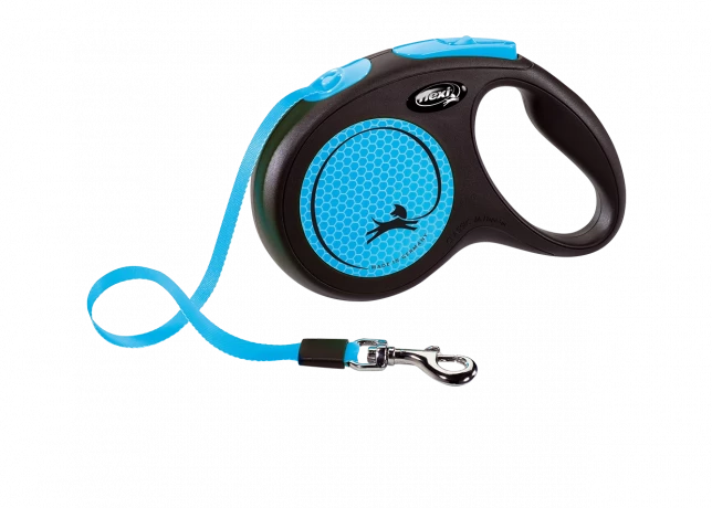 Поводок-рулетка для собак flexi Neon M 5 м лента, синий