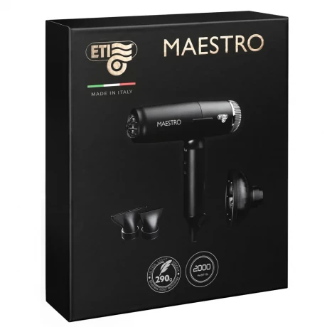 Фен ETI Maestro IONIC 1650/2000 ватт, черный