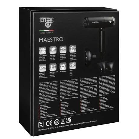 Фен ETI Maestro IONIC 1650/2000 ватт, черный