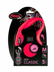 Поводок-рулетка для собак flexi New Classic M 5 м лента, красный