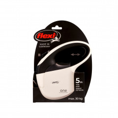 Поводок-рулетка Flexi One For All tape 5m 30 kg white/black