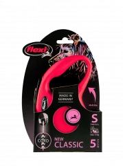 Рулетка-поводок для собак flexi New Classic S 5 м трос, красный