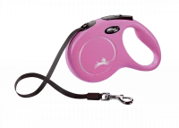 Поводок-рулетка для собак flexi New Classic M 5 м лента, розовый