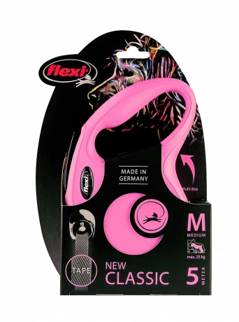 Поводок-рулетка для собак flexi New Classic M 5 м лента, розовый