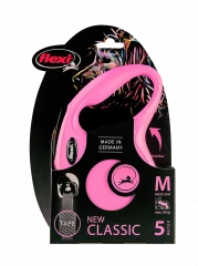 Поводок-рулетка для собак flexi New Classic M 5 м лента, розовый