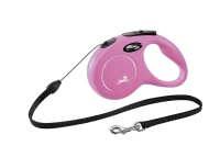 Рулетка-поводок для собак flexi New Classic S 5 м трос, розовый