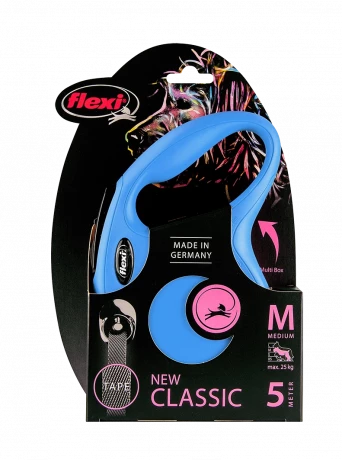 Поводок-рулетка для собак flexi New Classic M 5 м лента, синий