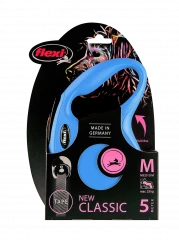 Поводок-рулетка для собак flexi New Classic M 5 м лента, синий