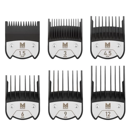 Набор магнитных насадок Moser 1801-7000  Magnetic attachm. comb 1.5mm/3mm/4,5mm/6mm/9mm/12mm/black