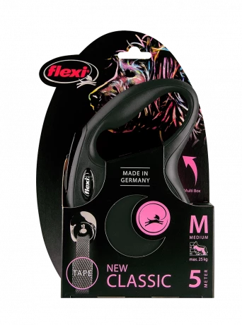 Поводок-рулетка для собак flexi New Classic M 5 м лента, черный