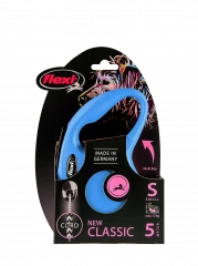 Рулетка-поводок для собак flexi New Classic S 5 м трос, синий