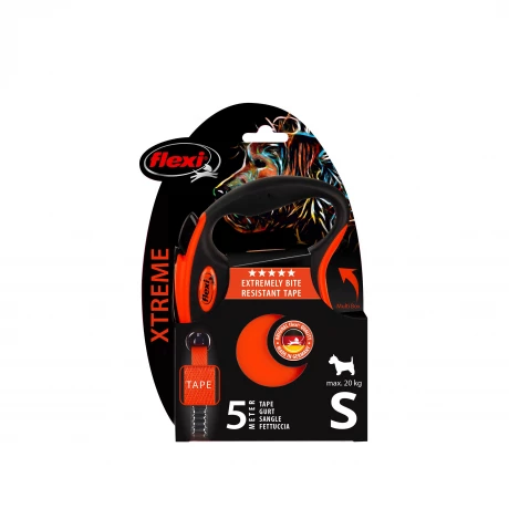 Поводок-рулетка для собак flexi Xtreme S 5 м лента, оранжевый