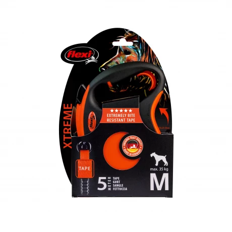 Поводок-рулетка для собак flexi Xtreme M 5 м лента, оранжевый