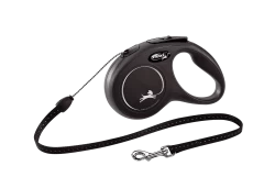 Рулетка-поводок для собак flexi New Classic S 5 м трос, черный