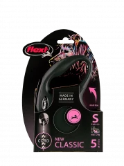 Рулетка-поводок для собак flexi New Classic S 5 м трос, черный