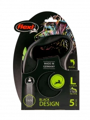 Поводок-рулетка для собак flexi Black Design L 5 м 50 кг лента, зеленый