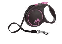 Поводок-рулетка для собак flexi Black Design L 5 м 50 кг лента, розовый
