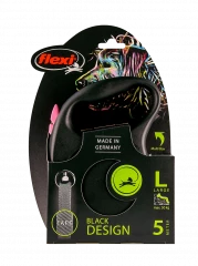Поводок-рулетка для собак flexi Black Design L 5 м 50 кг лента, розовый