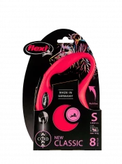 Рулетка-поводок для собак flexi New Classic S 8 м трос, красный