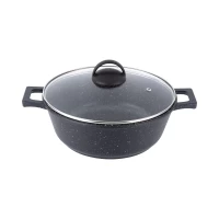 Жаровня GURMAN 26 см, с термостойкой стеклянной крышкой, galaxy