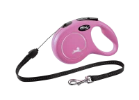 Рулетка-поводок для собак flexi New Classic S 8 м трос, розовый