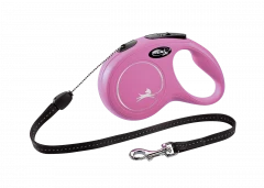 Рулетка-поводок для собак flexi New Classic S 8 м трос, розовый