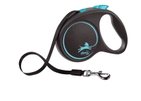 Поводок-рулетка для собак flexi Black Design L 5 м 50 кг лента, синий