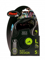 Поводок-рулетка для собак flexi Black Design L 5 м 50 кг лента, синий
