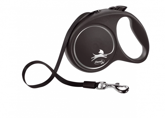 Поводок-рулетка для собак flexi Black Design L 5 м 50 кг лента, черный