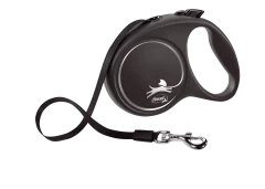 Поводок-рулетка для собак flexi Black Design L 5 м 50 кг лента, черный