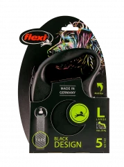Поводок-рулетка для собак flexi Black Design L 5 м 50 кг лента, черный