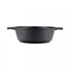 Жаровня GURMAN 26 см, с термостойкой стеклянной крышкой, черный