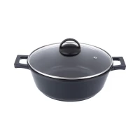 Жаровня GURMAN 26 см, с термостойкой стеклянной крышкой, черный