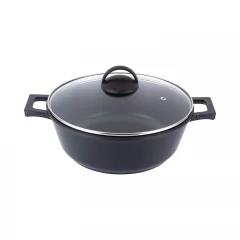 Жаровня GURMAN 26 см, с термостойкой стеклянной крышкой, черный