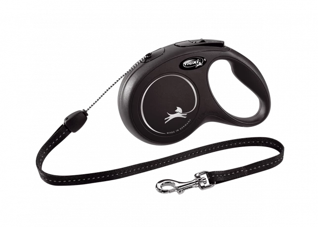 Рулетка-поводок для собак flexi New Classic S 8 м трос, черный