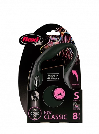 Рулетка-поводок для собак flexi New Classic S 8 м трос, черный