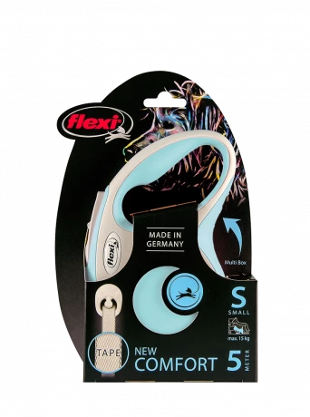 Поводок-рулетка flexi New Comfort S 5 м 15 кг лента, голубой