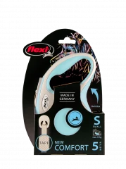 Поводок-рулетка flexi New Comfort S 5 м 15 кг лента, голубой