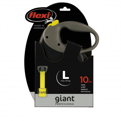 Поводок-рулетка для собак flexi Giant Professional Neon 10 м лента, черный