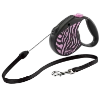 Поводок-рулетка для собак flexi Safari Zebra M 5м трос, розовый