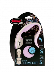 Поводок-рулетка flexi New Comfort S 5 м 15 кг лента, розовый