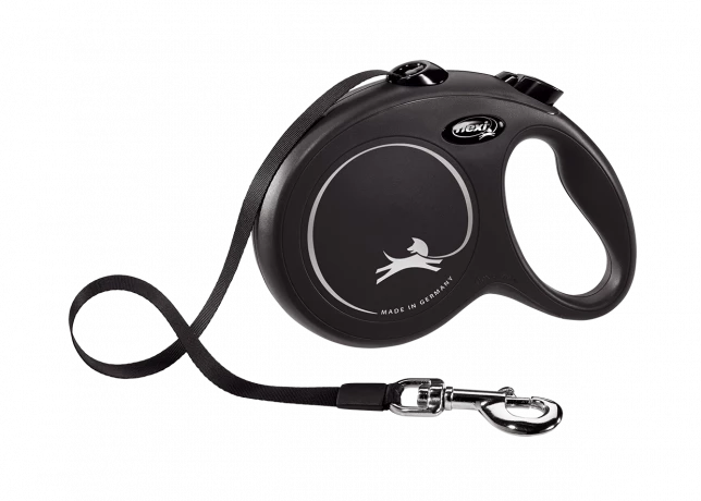 Поводок-рулетка для собак flexi New Classic L 5 м лента, черный