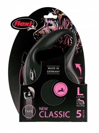 Поводок-рулетка для собак flexi New Classic L 5 м лента, черный