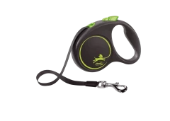 Поводок-рулетка для собак flexi Black Design S 5 м 15 кг лента, зеленый