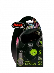 Поводок-рулетка для собак flexi Black Design S 5 м 15 кг лента, розовый